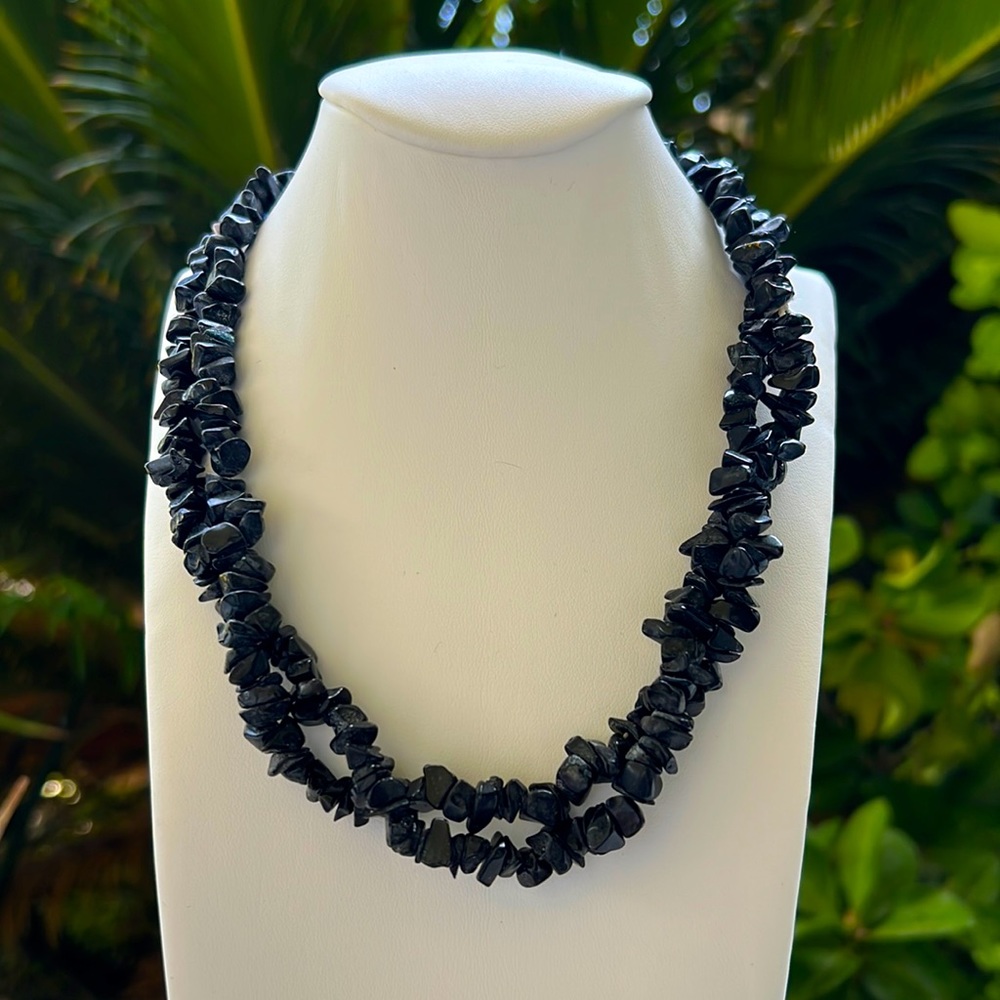 Vintage Hematite Chip Nuggets Necklace